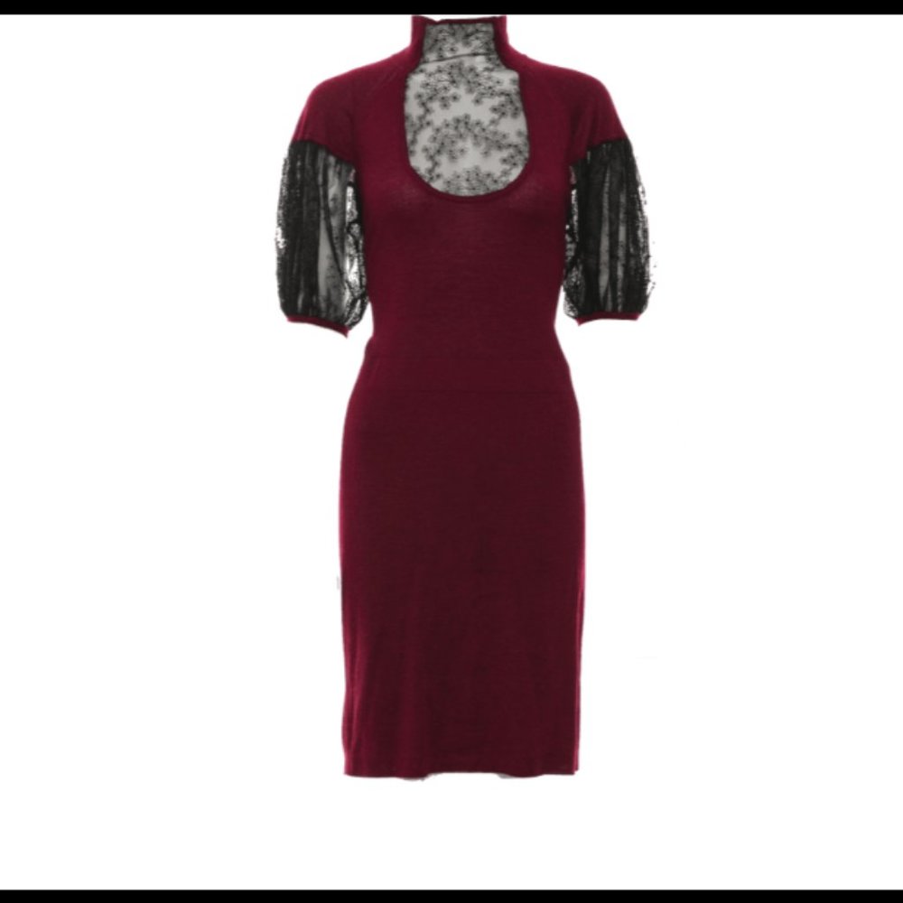 FENDI CASHMERE SILK BLEND LACE DRESS
